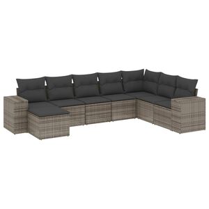 vidaXL 8 Piece Garden Sofa Set with Cushions Grey Poly Rattan