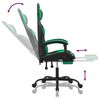vidaXL Swivel Gaming Chair with Footrest Black&Green Faux Leather