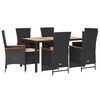 vidaXL 7 Piece Garden Dining Set with Cushions Black Poly Rattan