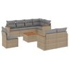 vidaXL 9 Piece Garden Sofa Set with Cushions Beige Poly Rattan
