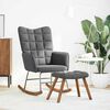 vidaXL Rocking Chair with Stool Dark Grey Velvet