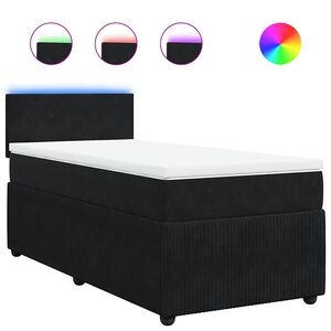 vidaXL Box Spring Bed with Mattress Black King Single Velvet