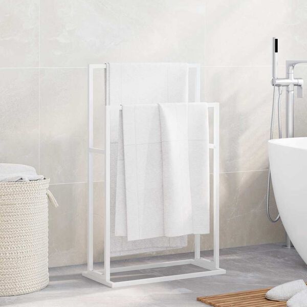 vidaXL Freestanding Towel Rack White 48x24x78.5 cm Iron