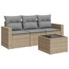 vidaXL 4 Piece Garden Sofa Set with Cushions Beige Poly Rattan
