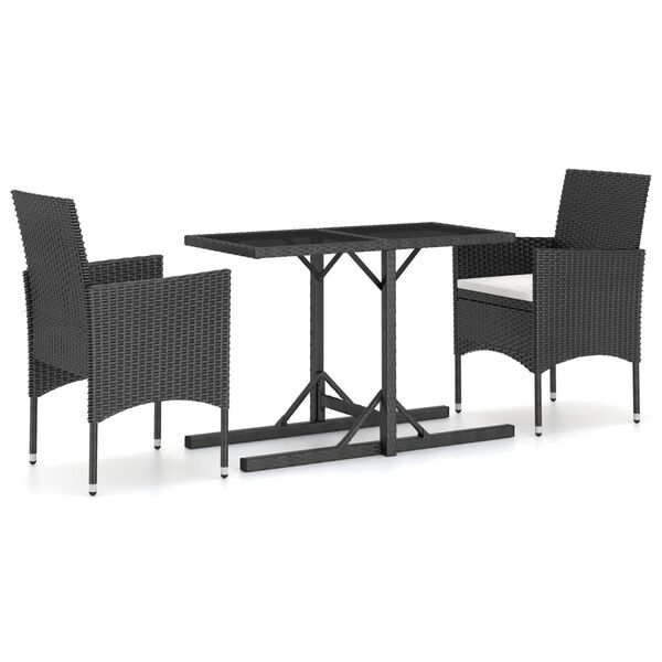 vidaXL 3 Piece Garden Dining Set Black
