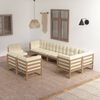 vidaXL 9 Piece Garden Lounge Set with Cushions Solid Pinewood