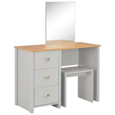 vidaXL Dressing Table with Mirror and Stool Grey 104x45x131 cm