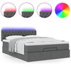 vidaXL Ottoman Bed with Mattress & LEDs Dark Grey Queen Fabric