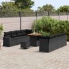 vidaXL Garden Sofa Set Height-Adjustable 11 pcs Black Poly Rattan