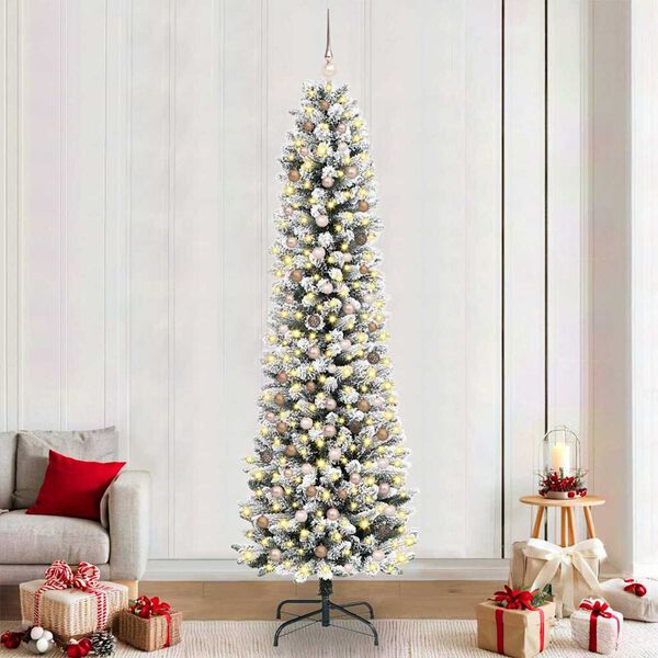 vidaXL Artificial Christmas Tree with 300 LEDs with Stand White 240 cm