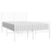 vidaXL Metal Bed Frame without Mattress with Footboard White 135x190cm