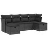 vidaXL 6 Piece Garden Sofa Set with Cushions Black Poly Rattan