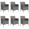 vidaXL 7 Piece Garden Dining Set with Cushions Grey and Black