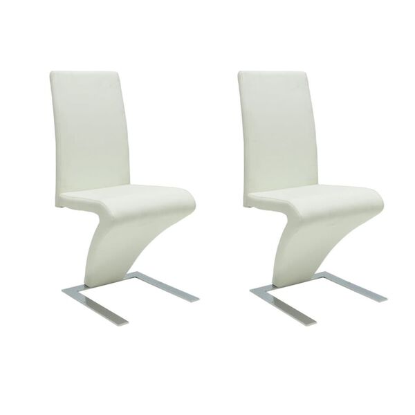 vidaXL Dining Chairs 2 pcs White Faux Leather