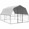 vidaXL Chicken Cage with Roof and Door Silver Galvanised Steel