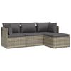 vidaXL 4 Piece Garden Lounge Set with Cushions Grey Poly Rattan