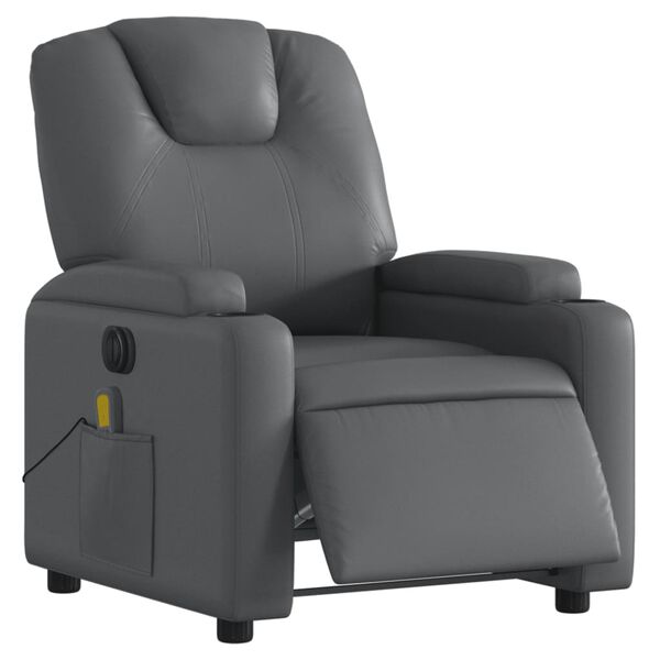 vidaXL Electric Massage Recliner Chair Grey Faux Leather