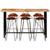 vidaXL 7 Piece Bar Set Solid Wood and Real Leather