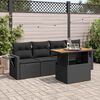 vidaXL 5 Piece Garden Sofa Set with Cushions Black Poly Rattan