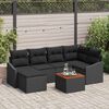 vidaXL Garden Sofa Set with Cushion 7 pcs Black Poly Rattan