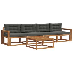 vidaXL Outdoor Sofa Set with Cushion 5 pcs Natural and Anthracite