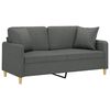 vidaXL 2-Seater Sofa with Throw Pillows Dark Grey 140 cm Fabric