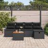 vidaXL Garden Sofa Set with Cushion 6 pcs Black Poly rattan