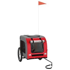 vidaXL Pet Bike Trailer Red and Grey Oxford Fabric and Iron
