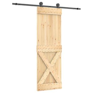 vidaXL Sliding Door Natural and Black 70 x 210 cm Solid Pine Wood