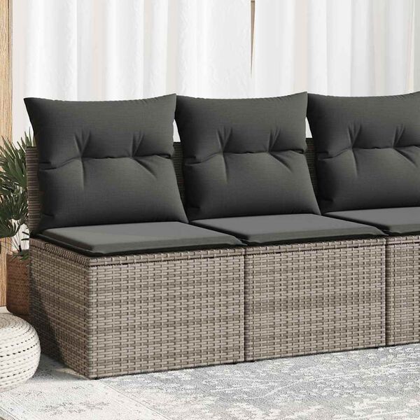 vidaXL 2 Piece Garden Sofa Set with Cushions Grey Poly Rattan Acacia