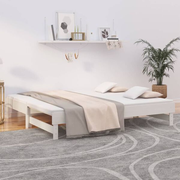 vidaXL Pull-out Day Bed without Mattress White 2x(90x190) cm