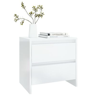 vidaXL Bedside Cabinet High Gloss White 45x34.5x44.5 cm Engineered Wood