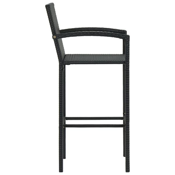 vidaXL Bar Stools 4 pcs Black Poly Rattan
