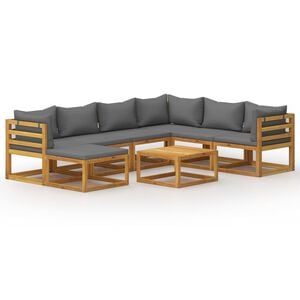 vidaXL 8 Piece Garden Lounge Set with Cushion Solid Acacia Wood