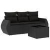 vidaXL 4 Piece Garden Sofa Set with Cushions Black Poly Rattan