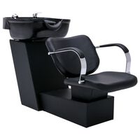 vidaXL Shampoo Chair with Washbasin Black 137x59x82 cm Faux Leather