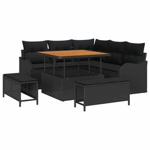 vidaXL Garden Sofa Set with Cushion with Storage 8 pcs Black