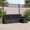 vidaXL 5 Piece Garden Sofa Set with Cushions Black Poly Rattan