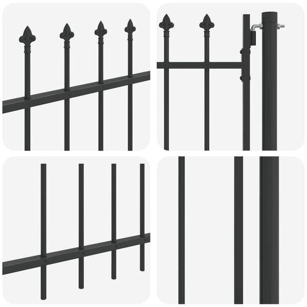 vidaXL Fence Gate Boxtel Single Door with Spike Top Steel 1x1 m Black