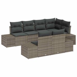vidaXL Garden Sofa Set with Storage 7 pcs Grey Poly Rattan
