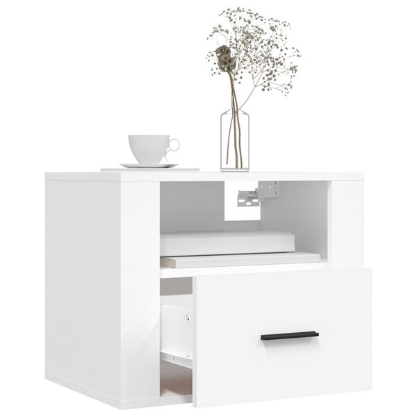 vidaXL Wall-mounted Bedside Cabinet White 50x36x40 cm