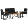 vidaXL Outdoor Furniture Set 4 pcs Black Poly Rattan