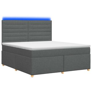 vidaXL LED Box Spring Bed with Mattress Dark Grey 140 x 190 cm Fabric