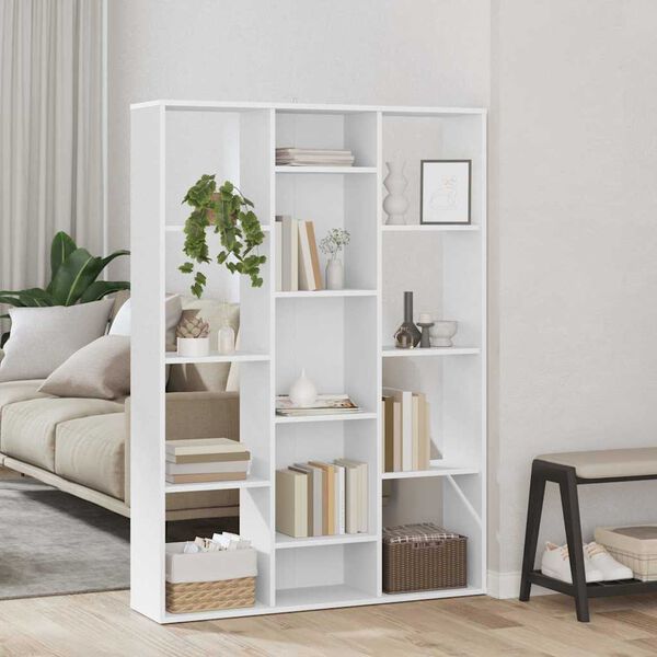 vidaXL Room Divider/Book Cabinet White 100x24x140 cm Engineered Wood