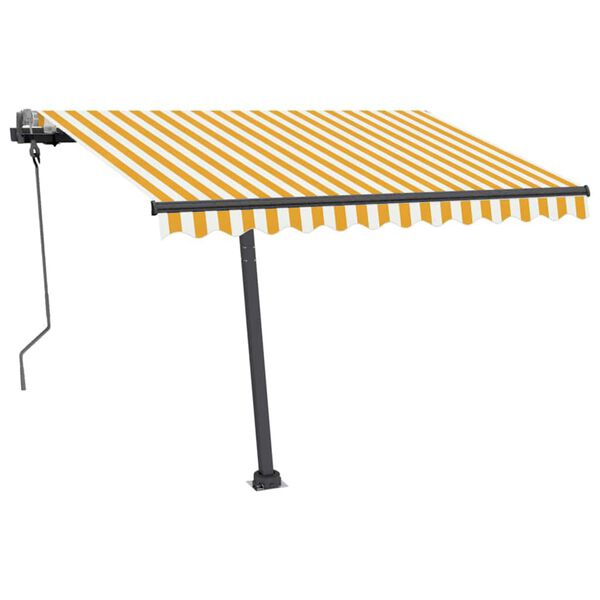vidaXL Manual Retractable Awning with LED 300x250 cm Yellow and White