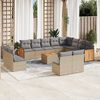 vidaXL 13 Piece Garden Sofa Set with Cushions Beige Poly Rattan