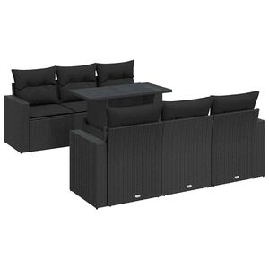 vidaXL 7 Piece Garden Sofa Set with Cushions Black Poly Rattan
