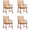 vidaXL Outdoor Dining Chairs 4 pcs with Cushions Solid Acacia Wood