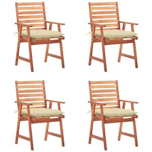 vidaXL Outdoor Dining Chairs 4 pcs with Cushions Solid Acacia Wood