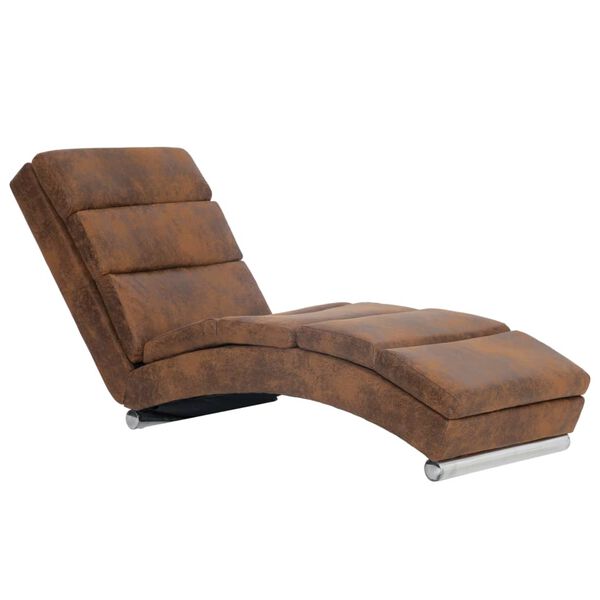 vidaXL Chaise Longue Brown Faux Suede Leather